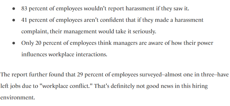 Workplace consulting firm Emtrain surveyed 40,000 employees at 125 companies throughout 2019. This picture is showing the signs of toxic organizational culture in the industry.