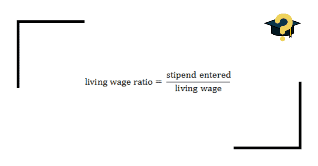 How living wage ratio is calculated for PhD students.